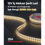 12V İç Mekan Şerit Led 10 Metre 3200K Gün Işığı Kesilebilir Led Şerit Trafo Hariç