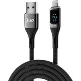 12W Dijital LED Ekranlı Usb-A To Lightning iPhone iPad Örgülü Hızlı Şarj ve Data Kablosu 1 Metre