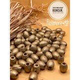 12X14 mm Oval Ahşap Boncuk (50 Gram 62 Adet) Makrome Çanta Tasarım Tahta Delik Çapı 5 mm - Altın Sarı