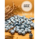 12X14 mm Oval Ahşap Boncuk (50 Gram 62 Adet) Makrome Çanta Tasarım Tahta Delik Çapı 5 mm - Mavi