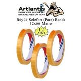 12X66 Metre Selefon Bant 12 Adet Buro Bandi Buyuk Bant Makinelerine Uyumlu Kirtasiye Seffaf Para Bandi