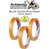 12X66 Metre Selefon Bant 6 Adet Buro Bandi Buyuk Bant Makinelerine Uyumlu Kirtasiye Seffaf Para Bandi