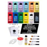 12x75 ml akrilik boya seti 1 adet 25x35 tuval 140 ml parlak vernik palet su kabı 2-4-6-8 fırça