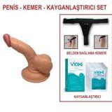 13 cm Belden Bağlamalı Realistik Anal Vajinal Dildo Penis Set - PX033B