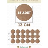 13 cm Çap 18 Adet Supla Amerikan Servis Runner MDF Duralit Magnet Altı Ahşap 3 mm (2,7 mm) Kalınlık