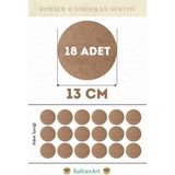 13 cm Çap 18 Adet Supla Amerikan Servis Runner Mdf Magnet Ahşap Kalınlık - Ahşap - Bej