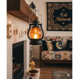 13 cm Ledli Gaz Lambası Model Siyah Fener - Pil Dahil Dekoratif Fener