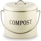 1,3 Gal Kompost Kutusu, Mutfak Tezgahı için 7 BONUS Kömür Filtreli - Vintage İç Mekan Scraps Kompost Kovası Kapak-Flies/Kokuya Dayanıklı Kompost Konteyner Mutfak Kovası, Geri Dönüşüm Kutusu, Krem