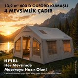 13 Kişilik 13.2m2 Su,rüzgar ve Kar Geçirmez 600D Oxford Kumaşlı 4 Mevsim Şişme Çadır 367*360*220CM