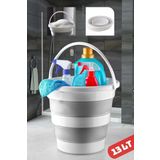 13 Lt Silikon Su Kovası Pratik Katlanır - Banyo Temizlik Kovası Çok Amaçlı Kulplu Kova