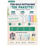 13 Lü Mini Yazıcı Termal Rulo Seti Çocuk Kamera Baskı Kağıdı 5 Yapışkanlı 5 Düz Beyaz 3 Renkli