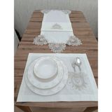 13 Parça Amerikan Servis Takımı Krem Dantel 12 Supla 1 Runner - 0,5 x 9 cm - 001-Renkli