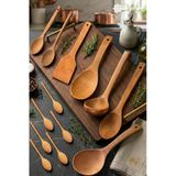 13 Parça Bambu Mutfak Seti Çeyizlik Kepçe Spatula Pilav Servis Sos Karıştırma Ve Ölçü Kaşığı Seti