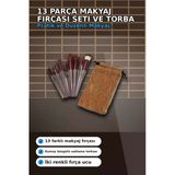 13 Parça Eflatun Kadife Torbalı Makyaj Fırça Seti Bx40 Seyahat Çantası Hediyelik Bx-313446