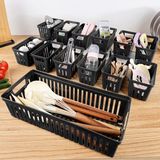 13 Parça Modüler Çekmece Içi Organizer Set - Banyo Mutfak Makyaj Aksesuar Ofis Düzenleyici Siyah