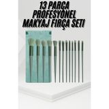 13 Parça Taşınabilir Kılıflı Profesyonel Makyaj Fırça Seti Pudra Allık Fond - TK002M-6VL35 - Çok Renkli