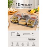 13 Parça Tepsili Kahvaltılık Saklama Kabı Seti – 6x300 ml Kare Kap,BPA İçermeyen Kapaklı (Antrasit6lıKare)