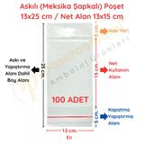 13 X 25 Cm (Kapalı Hali 13 X 15 Cm) 100 Adet Askılı Poşet - Meksika Şapkalı Vitrin