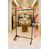 130 cm Çelik Konfeksiyon Elbise Askılık Tekerlekli Portatif Eşek Home Hanger 105 cm En