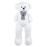130 cm Dev Pelüş Ayıcık,Papyonlu Ayı,Peluş Ayı,Yumuşak ve Sevimli Büyük Boy Oyuncak,Sarılmalık Papyonlu Ayıcık,Sevgiliye Hediye (Beyaz)