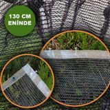 130 cm Eninde Siyah Kuş Filesi Balkon Perdesi Hazır Kopçalı ve Korniş Düğmeli Kedi Koruma Ağı Dolu Filesi Misina File Kuş Önleme Filesi (Uzunluk Seç) - 1,3mx20m