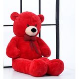 130 cm Papyonlu Sevimli Peluş Ayı - Sevgiliye Özel Hediye Kırmızı