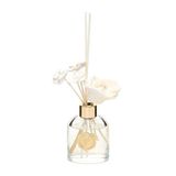 130 ml Elips Cam Şişe Seramik Çiçek Taşlı Bambu Çubuklu Oud Vanilya Oda Kokusu
