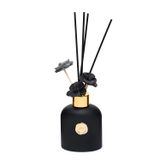 130 ml Siyah Cam Şişe Seramik Çiçek Taş Bambu Çubuklu Black Vanilya Oda Kokusu