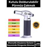 1300 Derece Sıcaklık Veren Tatlı Lehim Mangal Ateş Kömür Kamp Kutulu Doldurulabilir Pürmüz Çakmak