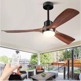 132 cm Tavan Vantilatörü ve LED Aydınlatma,sessiz Dc Motor, Uzaktan Kumanda - Kahverengi