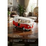 1:32 Ölçek Metal Çek Bırak Nostaljik Volkswagen T1 Minibüs Vosvos Oyuncak Araba - Kırmızı (13 Cm) Vitrin