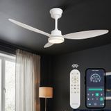 132cm Modern Goes Uzaktan Kumandalı 3 Kanatlı Uygulamalı Tavan Vantilatörü Ve Led Lamba Işık 64W Beyaz-Beyaz