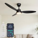 132cm Modern Goes Uzaktan Kumandalı 3 Kanatlı Uygulamalı Tavan Vantilatörü Ve Led Lamba Işık 64W Siyah-Siyah