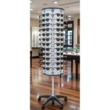 133 Adet'li Demonte 360 Dönebilen Tekerlekli 3 Aynalı Metal Gövde Gözlük Standı 1.75X40cm Beyaz