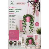 135 Cm Yapay Begonvil Çiçeği – 5 Dallı Pembe Askılı Saksı | Dekoratif Balkon, Teras Ve Bahçe Çiçeği