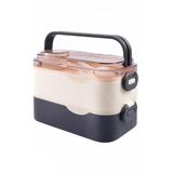 1350 Ml Paslanmaz Çelik Bento Lunch Box İki Kat Üç Bölme Yeni Nesil Sefer Tası-1350Ml-101102S