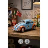 1:36 Ölçek Metal Klasik Vosvos Çek Bırak Araba Kapıları Açılan Oyuncak 1967 Volkswagen Beetle - Mavi