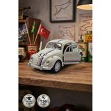 1:36 Ölçek Metal Vosvos Çek Bırak Araba Kapıları Açılan Oyuncak 1947 Volkswagen Beetle - Beyaz