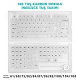 136 Tuş İngilizce Pbt Tuş Takımı – Şeffaf Karbon Fiber Desenli Mekanik Klavye Keycaps Seti