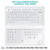 136 Tuş Japonca Pbt Tuş Takımı – Şeffaf Karbon Fiber Desenli Mekanik Klavye Keycaps Seti