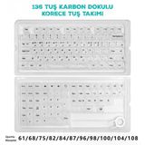 136 Tuş Korece Pbt Tuş Takımı – Şeffaf Karbon Fiber Desenli Mekanik Klavye Keycaps Seti