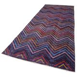 136x377 cm Geometrik Halı Mor Geometrik Yün El Dokuma Modern Geometrik Etnik Eskitme Desenli Boho Oturma Odası Salon Yolluk Koridor Mutfak Halısı