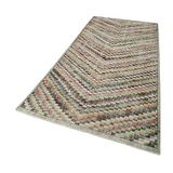 137x278 cm Kareli Kilim Yeşil Kareli Yün El Dokuma Modern Geometrik Etnik Eskitme Desenli Boho Oturma Odası Salon Yolluk Koridor Mutfak Halısı
