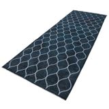 137x286 cm Geometrik Halı Mavi Geometrik Yün El Dokuma Modern Geometrik Etnik Eskitme Desenli Boho Oturma Odası Salon Yolluk Koridor Mutfak Halısı