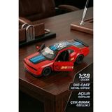1:38 Ölçek Dodge Challenger Demon Metal Oyuncak Araba - Çek Bırak Açılır Kapılı Kırmızı