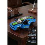 1:38 Ölçek Dodge Challenger Demon Metal Oyuncak Araba - Çek Bırak Açılır Kapılı Mavi