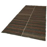 138x302 cm Çizgili Kilim Kahverengi Çizgili Yün El Dokuma Modern Geometrik Etnik Eskitme Desenli Boho Oturma Odası Salon Yolluk Koridor Mutfak Halısı