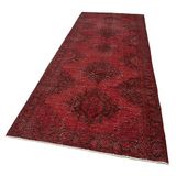 138x380 cm Zile Kırmızı Vintage Yün El Dokuma Modern Geometrik Etnik Eskitme Desenli Boho Oturma Odası Salon Yolluk Koridor Mutfak Halısı