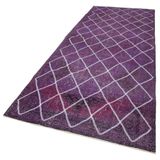 139x392 cm Geometrik Halı Mor Geometrik Yün El Dokuma Modern Geometrik Etnik Eskitme Desenli Boho Oturma Odası Salon Yolluk Koridor Mutfak Halısı