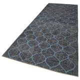 139x398 cm Geometrik Halı Gri Geometrik Yün El Dokuma Modern Geometrik Etnik Eskitme Desenli Boho Oturma Odası Salon Yolluk Koridor Mutfak Halısı